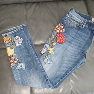 Distressed enborided Driftwood jeans